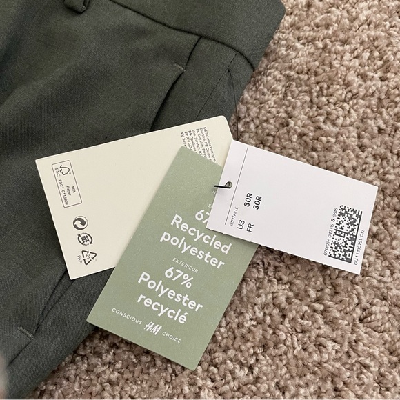 SOLD NWT H&M Slim Fit Suit Pants in Grey Green Size 30R - Picture 9 of 10